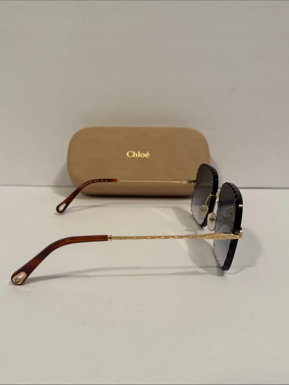 Chloe CE161S Women's Scalloped Gold Frame Sunglasses with Gradient Lenses